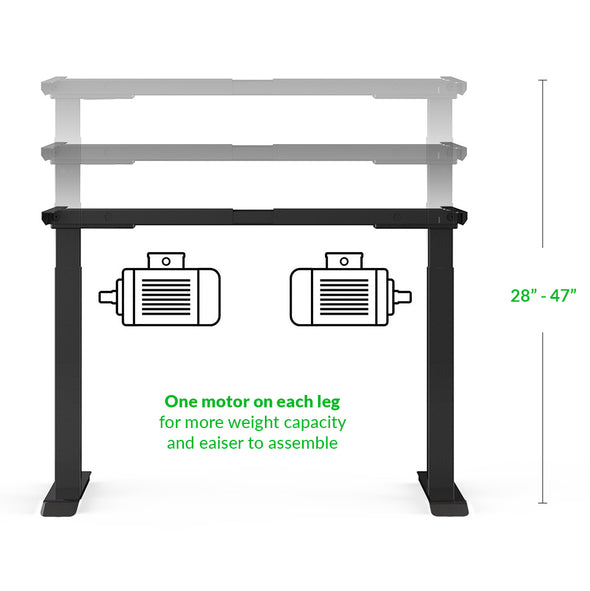 AdvanceUp Black 47" Dual Motor Electric Stand Up Office Desk with USB Port, Frame only (CL_CRS202301) - Alt Image 2