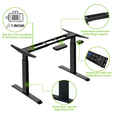 AdvanceUp Black 47" Dual Motor Electric Stand Up Office Desk with USB Port, Frame only (CL_CRS202301) - Main Image