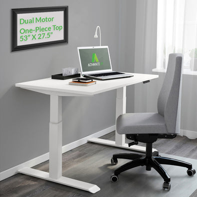 AdvanceUp Dual Motor Electric Standing Office Desk Adjustable Stand Up Workstation, Support 220 lbs, 47" Height and Memory Presets, White, Frame & Top Set (CL_CRS202314+202322) - Main Image