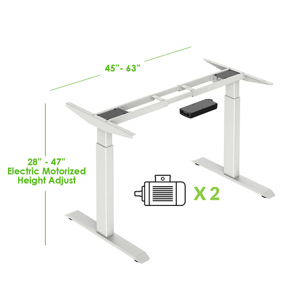AdvanceUp Dual Motor Electric Standing Office Desk Adjustable Stand Up Workstation, Support 220 lbs, 47" Height and Memory Presets, White, Frame & Top Set (CL_CRS202314+202322) - Alt Image 3
