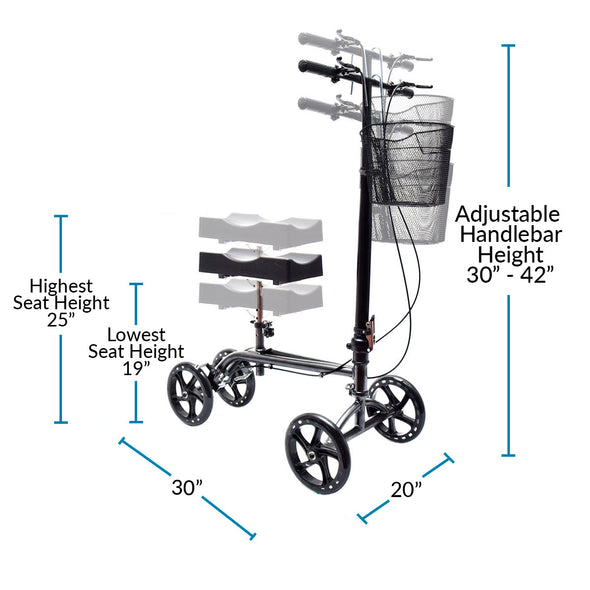 AllCure Foldable Medical Steerable Knee Walker Crutch Alternative, Silver (CL_ALC401101) - Alt Image 3