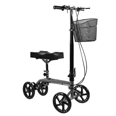 AllCure Foldable Medical Steerable Knee Walker Crutch Alternative, Silver (CL_ALC401101) - Main Image