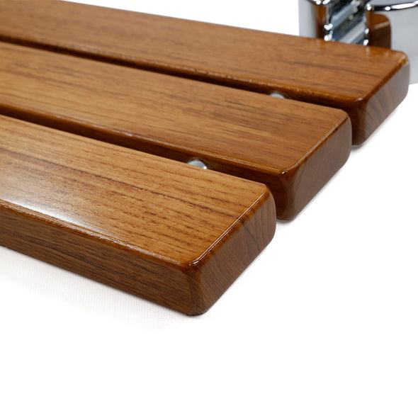 Home Aesthetics 20" Teak Wood Folding Wall Mounted Shower Seat Bench Modern Clear Coated Medical (CL_HOM501102) - Alt Image 5