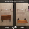 Home Aesthetics 20" Teak Wood Folding Wall Mounted Shower Seat Bench Modern Clear Coated Medical (CL_HOM501102) - Alt Image 3