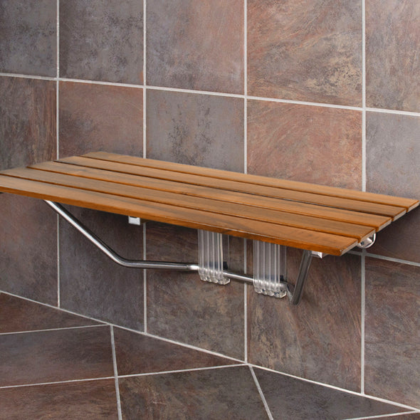 Home Aesthetics 36" Wall Mounted Teak Wood Shower Seat Folding Shower Bench Modern (CL_HOM501106) - Alt Image 1