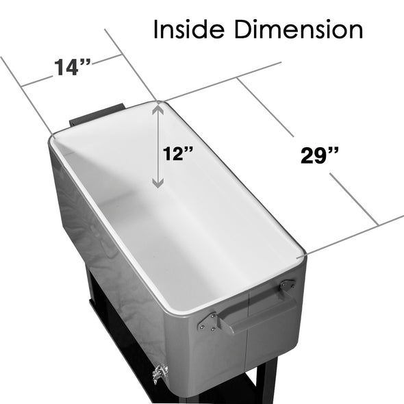 Home Aesthetics Grey 80 Qt Quart Rolling Cooler Ice Chest Beverage Bar for Patio Outdoor Party (CL_HOM502901) - Alt Image 3