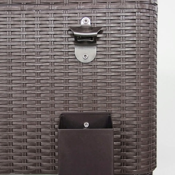 Home Aesthetics 80 Quart Qt Rolling Cooler Ice Chest  Beverage Cart, Dark Brown Wicker Faux Rattan Ice Tub Trolley (CL_HOM502902) - Alt Image 8