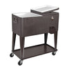 Home Aesthetics 80 Quart Qt Rolling Cooler Ice Chest  Beverage Cart, Dark Brown Wicker Faux Rattan Ice Tub Trolley (CL_HOM502902) - Alt Image 1