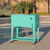 Home Aesthetics Retro 80 Quart Rolling Cooler Cart Ice Chest Patio Outdoor Portable, Seafoam (CL_HOM502905) - Alt Image 1