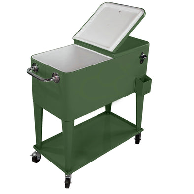 Home Aesthetics Green Retro 80Qt Quart Rolling Cooler Ice Chest Patio Outdoor Portable Hunter Army (CL_HOM502906) - Main Image