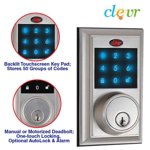 Clevr Electronic Keyless Touchscreen Deadbolt Door Lock, Satin Nickel (CL_CRS503011) - Alt Image 6