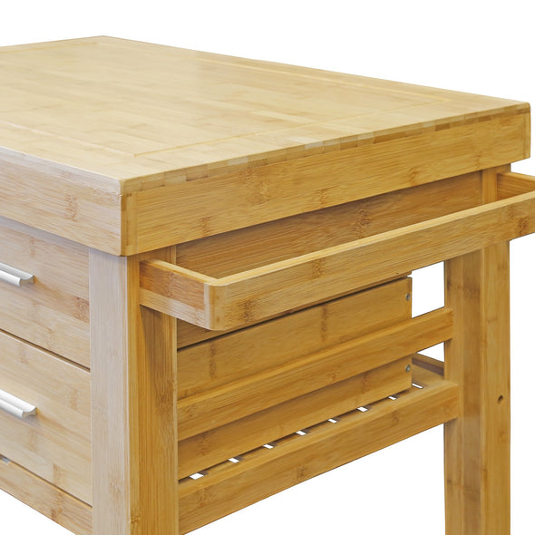 Home Aesthetics Rolling Bamboo Trolley Island Cart with Towel Rack (CL_HOM503307) - Alt Image 5
