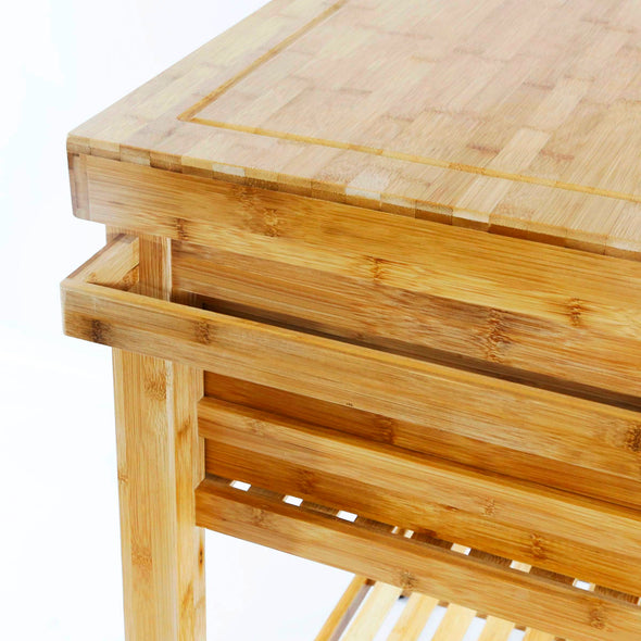 Home Aesthetics Rolling Bamboo Trolley Island Cart with Towel Rack (CL_HOM503307) - Alt Image 7