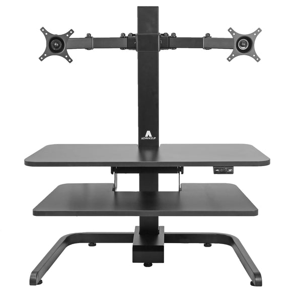 AdvanceUp Electric Automatic Standing Desk Converter Riser with Dual Monitor Mount, Black (CL_ADV503605) - Alt Image 9
