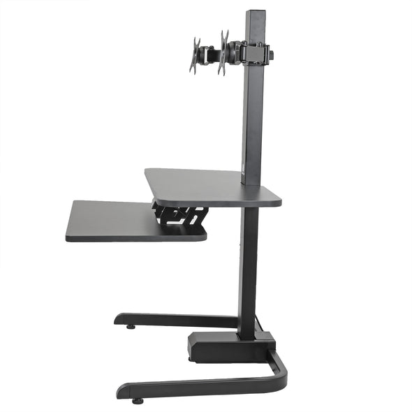 AdvanceUp Electric Automatic Standing Desk Converter Riser with Dual Monitor Mount, Black (CL_ADV503605) - Alt Image 4