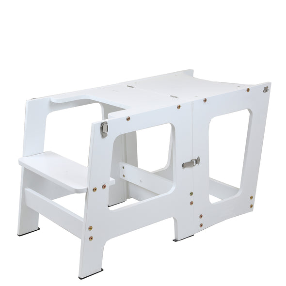 Clevr 2-in-1 Convertible Kids Kitchen Step Stool with Magnetic Activity Board (White) (CL_CRS504104) - Alt Image 2