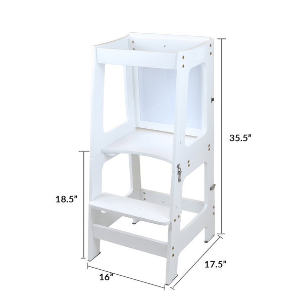 Clevr 2-in-1 Convertible Kids Kitchen Step Stool with Magnetic Activity Board (White) (CL_CRS504104 - new) - Alt Image 5