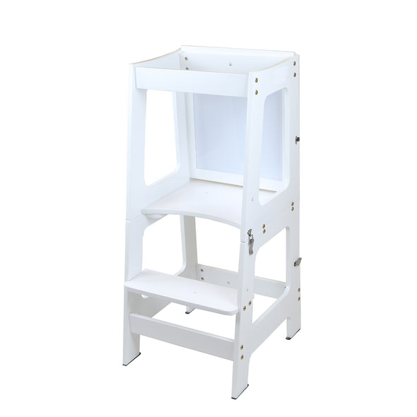 Clevr 2-in-1 Convertible Kids Kitchen Step Stool with Magnetic Activity Board (White) (CL_CRS504104 - new) - Alt Image 3