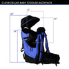 ClevrPlus Deluxe Lightweight Baby Backpack Child Carrier, Blue (CL_CRS600221) - Alt Image 6