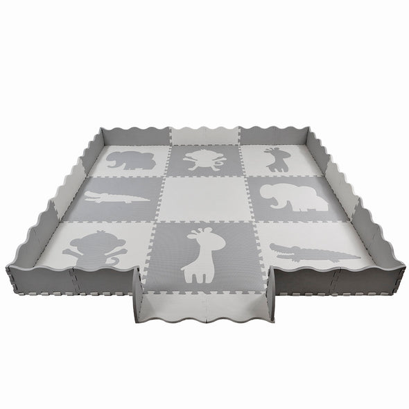 Clevr Grey XLARGE 1/2" Thick Interlocking EVA Foam Mat for Kids Baby Play Mats, 78" X 78,  41 Sqft, 9 pcs, Safari Animal (CL_CRS601202) - Alt Image 3