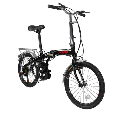 Xspec 20" 7 Speed Folding Compact City Commuter Bike, Black (CL_CRS804601) - Main Image