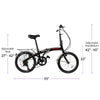 Xspec 20" 7 Speed Folding Compact City Commuter Bike, Black (CL_CRS804601) - Alt Image 3