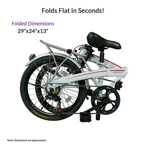 Xspec 20" 7 Speed Folding Compact City Commuter Bike, White (CL_CRS804602) - Alt Image 3