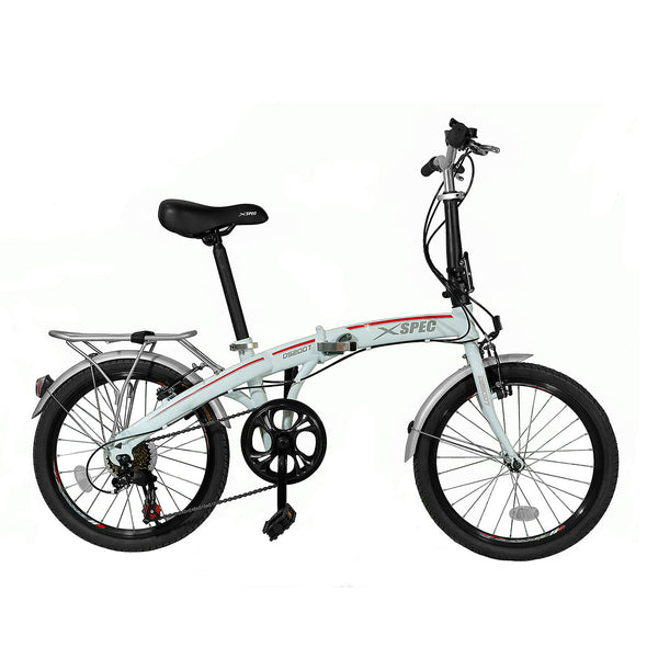 Xspec 20" 7 Speed Folding Compact City Commuter Bike, White (CL_CRS804602) - Alt Image 1