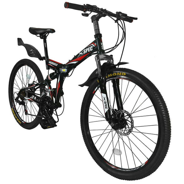 Xspec 21 Speed 26" Shimano Folding Mountain Bike, Black (CL_CRS804604) - Main Image