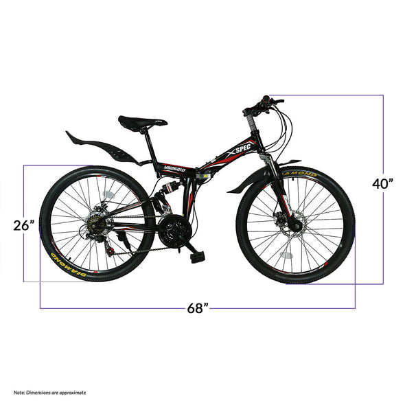 Xspec 21 Speed 26" Shimano Folding Mountain Bike, Black (CL_CRS804604) - Alt Image 4