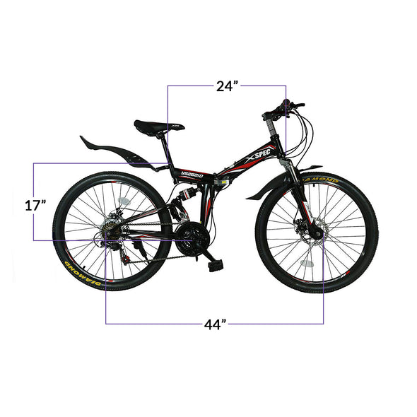 Xspec 21 Speed 26" Shimano Folding Mountain Bike, Black (CL_CRS804604) - Alt Image 2