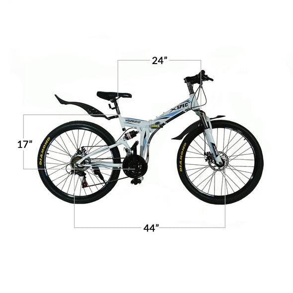 Xspec 21 Speed 26" Shimano Folding Mountain Bike, White (CL_CRS804605) - Alt Image 3
