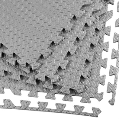 Xspec EVA Foam Floor Mats, Steel Pattern (100 Sq. Ft. - 25 pcs), Charcoal Gray (CL_XSP804906) - Main Image