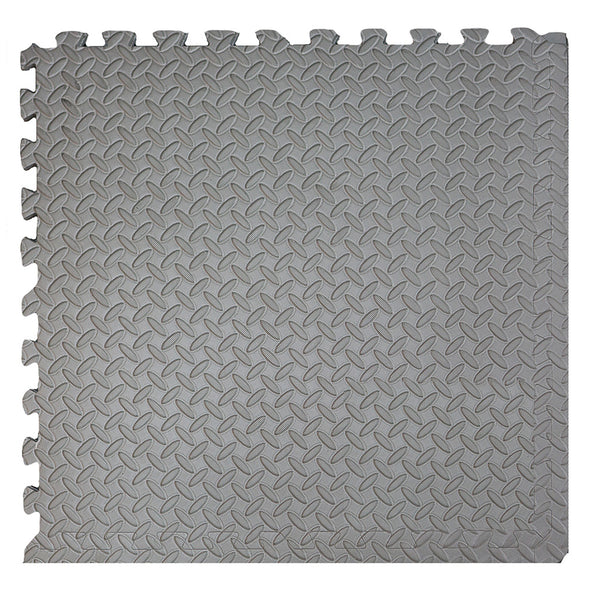 Xspec EVA Foam Floor Mats, Steel Pattern (100 Sq. Ft. - 25 pcs), Charcoal Gray (CL_XSP804906) - Alt Image 1