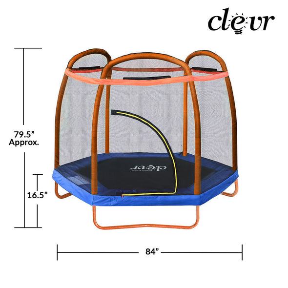 Clevr 7 Ft. Trampoline Bounce Jump Safety Enclosure Net W/ Spring Pad Orange (CL_CRS805406) - Alt Image 2