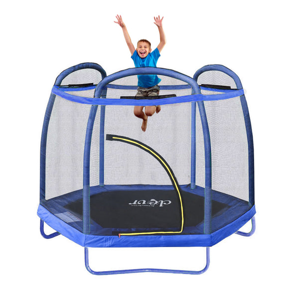 Clevr 7 Ft. Trampoline Bounce Jump Safety Enclosure Net W/ Spring Pad Blue (CL_CRS805407) - Main Image