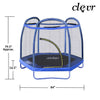 Clevr 7 Ft. Trampoline Bounce Jump Safety Enclosure Net W/ Spring Pad Blue (CL_CRS805407) - Alt Image 3