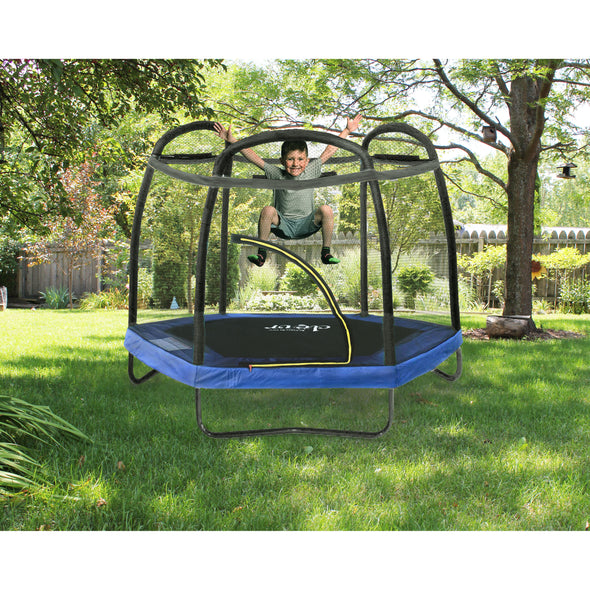 Clevr 7 Ft. Trampoline Bounce Jump Safety Enclosure Net W/ Spring Pad - Black (CL_CRS805408) - Alt Image 3