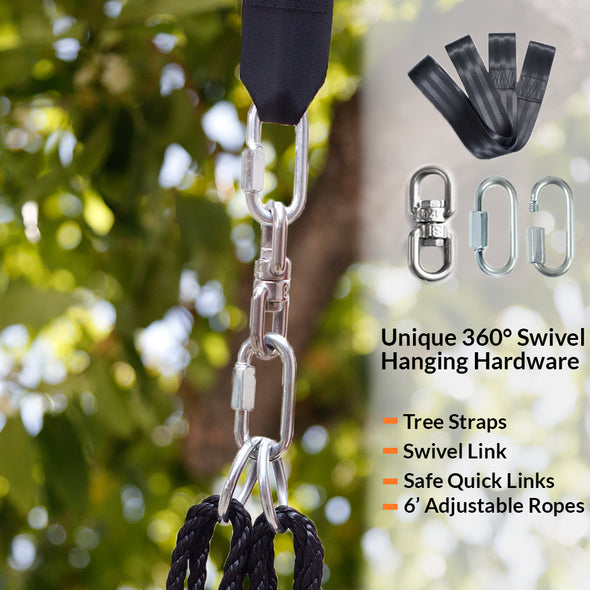 Clevr 40" Tree Net Web Saucer Round Teslin Swing, Adjustable 71" Height Rope,  Orange & Black (CL_CRS805809) - Alt Image 3