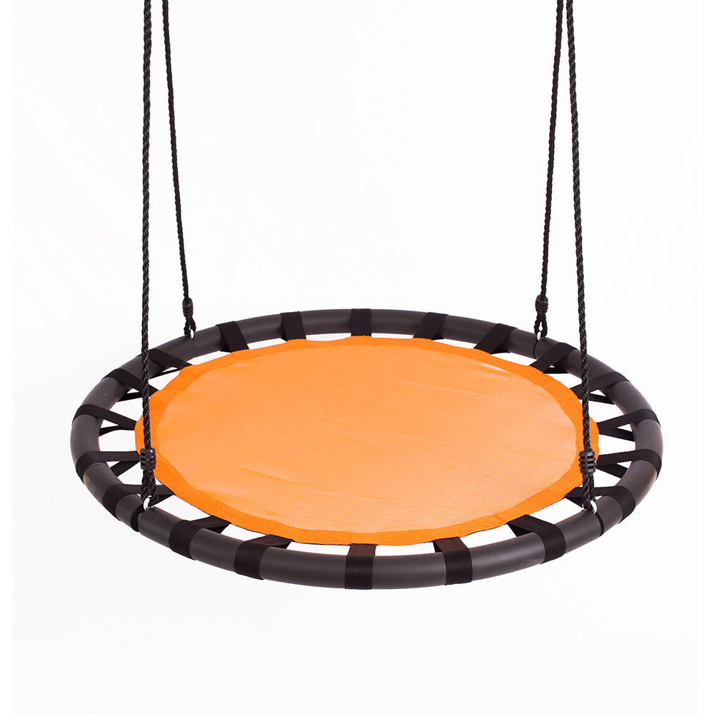 Clevr 40" Tree Net Web Saucer Round Teslin Swing, Adjustable 71" Height Rope,  Orange & Black