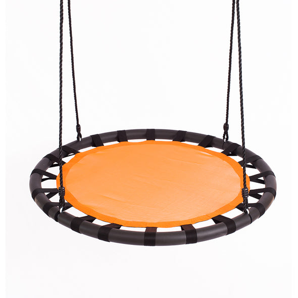 Clevr 40" Tree Net Web Saucer Round Teslin Swing, Adjustable 71" Height Rope,  Orange & Black (CL_CRS805809) - Main Image