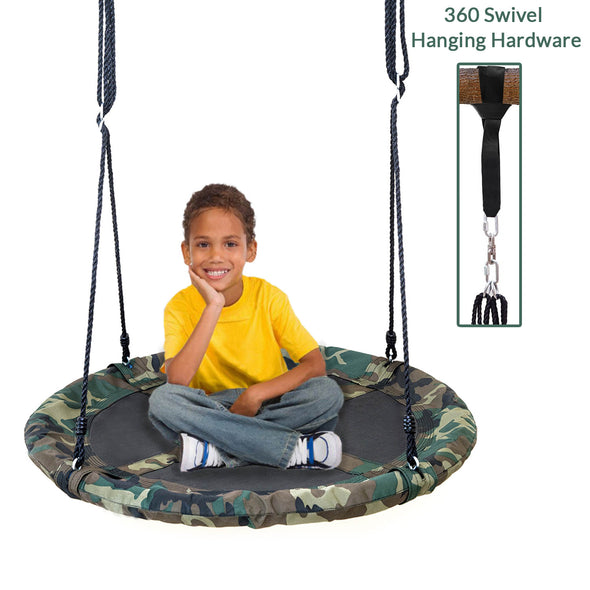 Clevr 40" Outdoor Saucer Kids Tree Tire Swing, Camo (CL_CRS805813) - Alt Image 2