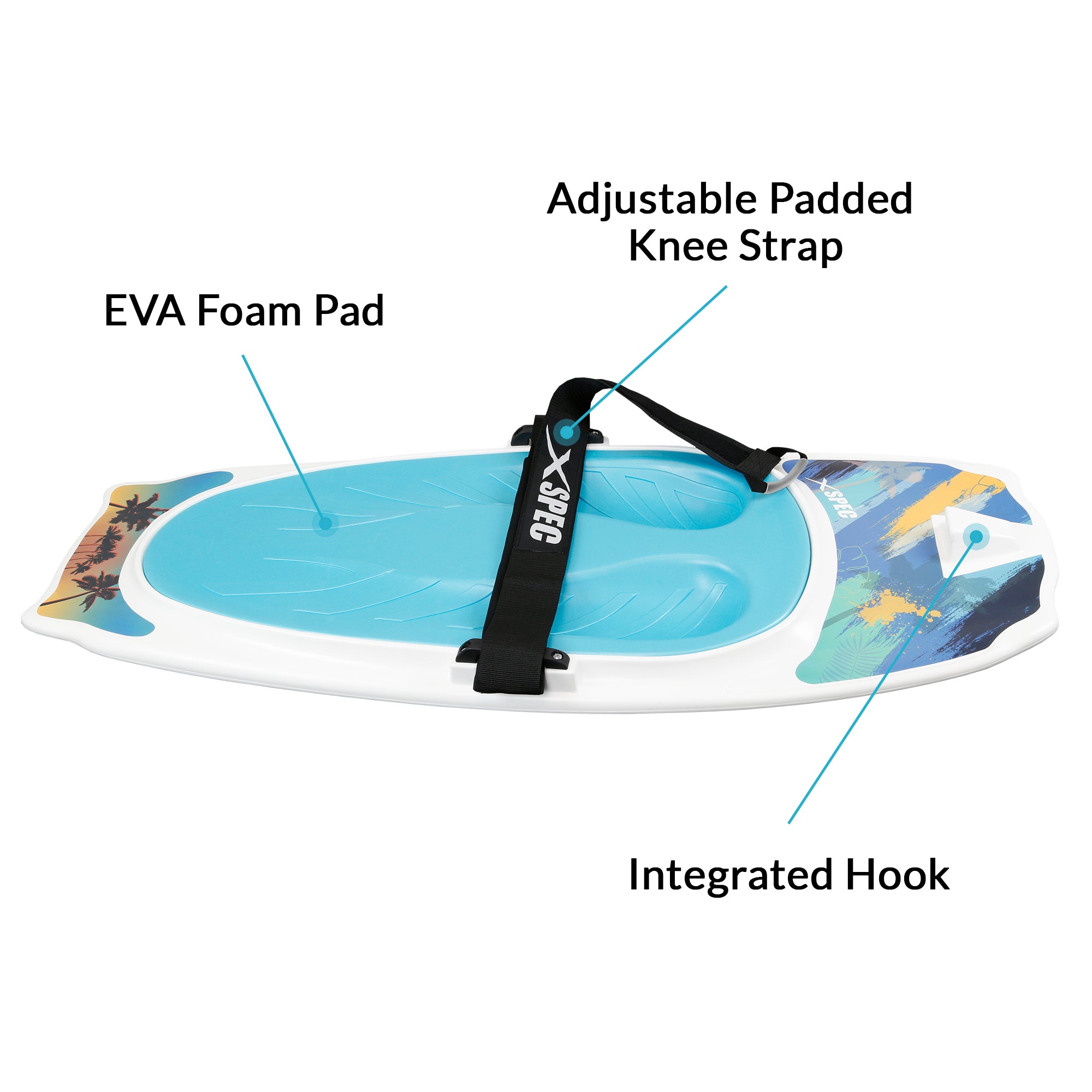 Xspec Kneeboard for Knee Surfing Boating Waterboarding, White – Crosslinks