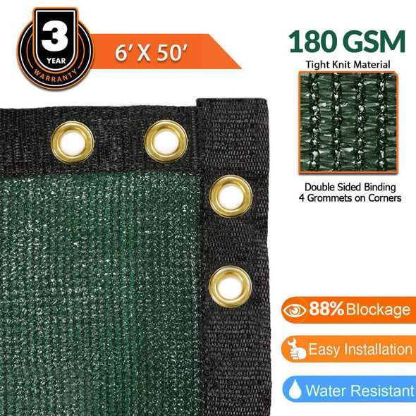 Home Aesthetics 6' x 50' Fence Windscreen Privacy Screen Cover, Green Mesh (CL_HOM200701) - Alt Image 5