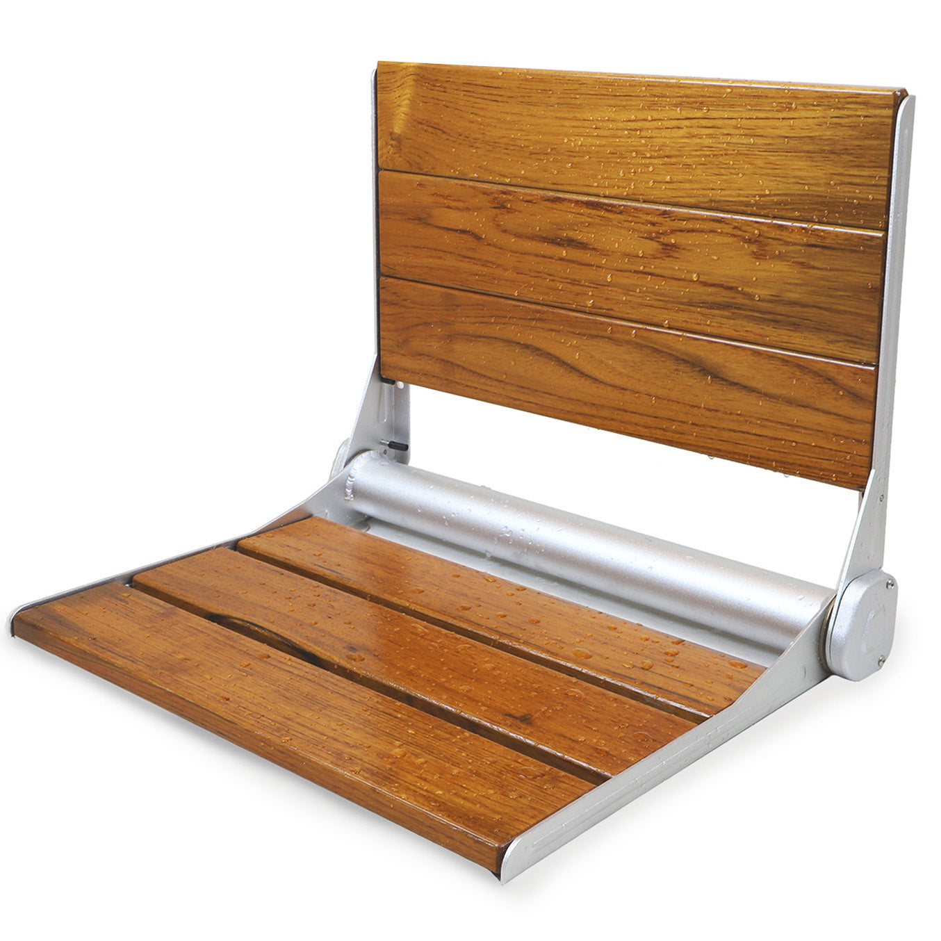 Home Aesthetics 18 ADA Compliant Folding Teak Wood Shower Bench Seat Medical Wall Mount Seat