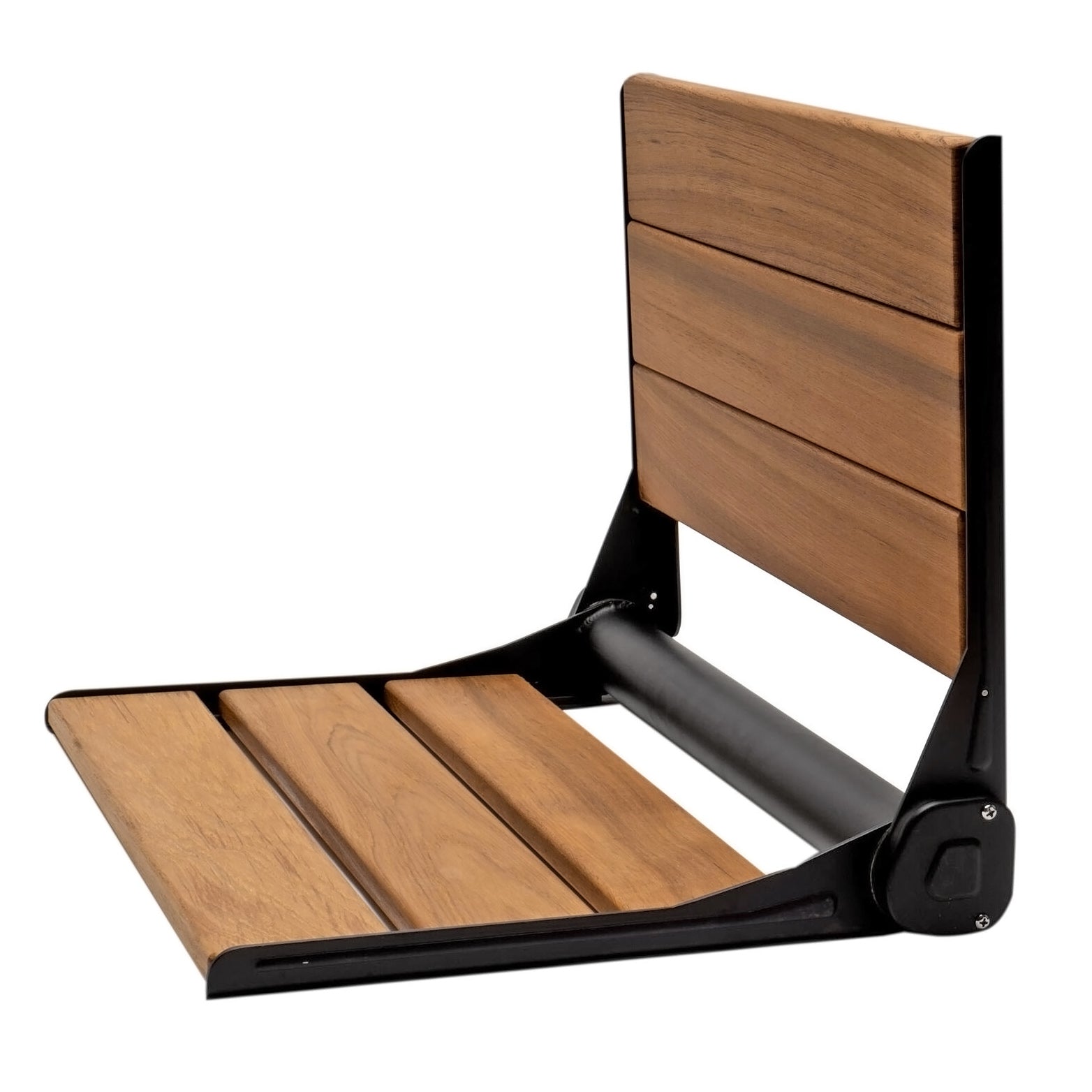 Home Aesthetics HOM501108 18 ADA Compliant Folding Teak Wood Shower Bench Seat Medical Wall Mount Black