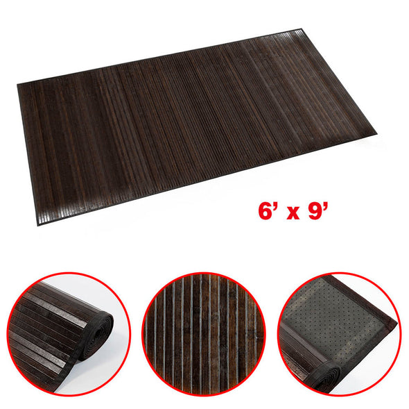 Home Aesthetics Bamboo 6' X 9' Floor Mat, Area Rug Indoor Carpet Espresso Color Finish (CL_HOM503412-Dark) - Alt Image 1