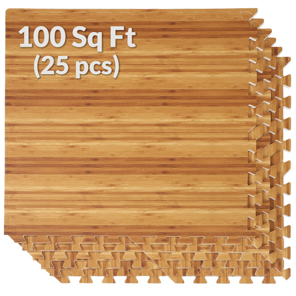 Home Aesthetics Bamboo Wood Grain Interlocking EVA Foam Floor Mats (100 Sq. Ft. - 25 pcs) (CL_HOM804926) - Main Image
