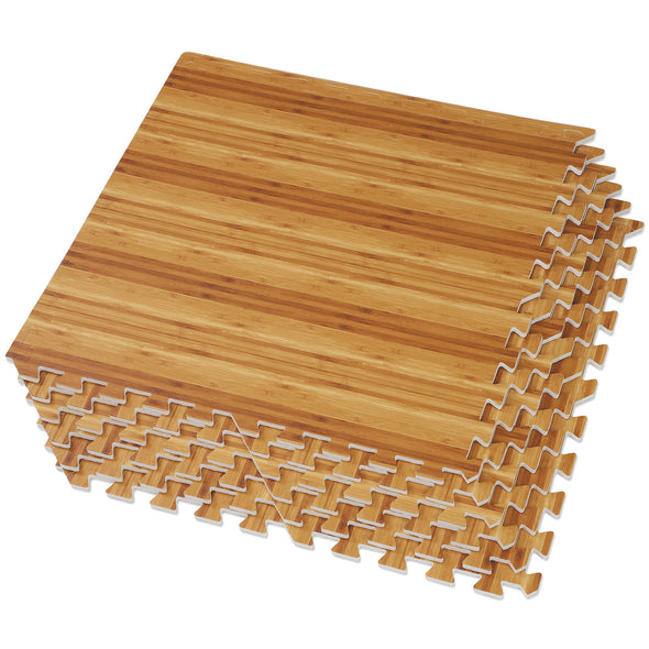 Home Aesthetics Bamboo Wood Grain Interlocking EVA Foam Floor Mats (100 Sq. Ft. - 25 pcs) (CL_HOM804926) - Alt Image 1