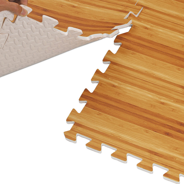 Home Aesthetics Bamboo Wood Grain Interlocking EVA Foam Floor Mats (100 Sq. Ft. - 25 pcs) (CL_HOM804926) - Alt Image 3